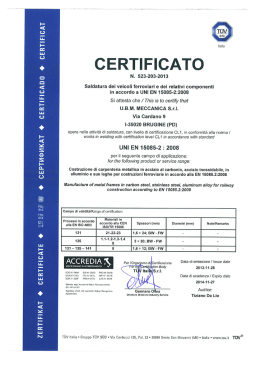 Certificazione UNI EN 15085-2:2008