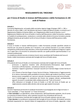 REGOLAMENTO DEL TIROCINIO per il Corso di - E