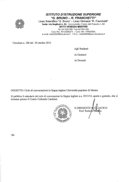 ISTITUTO D`ISTRUZIONE SUPERIORE &ldquo;G. BRUNO