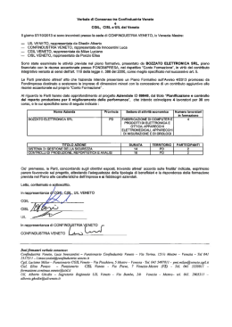 Verbale di Consenso tra Conﬁndustria Veneto