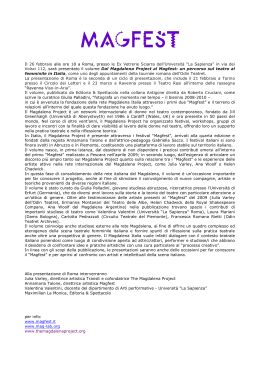 Il 26 febbraio alle ore 18 a Roma, presso le Ex Vetrerie Sciarra dell