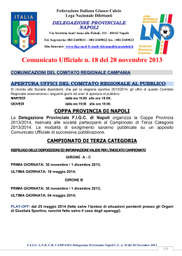 Comunicato Ufficiale n. 18 del 28 novembre 2013