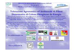 Valutazione Agronomica ed Ambientale di Filiere Dimostrative di
