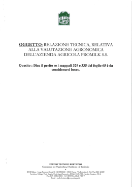 oggetto: relazione tecnica, relativa alla valutazione agronomica dell