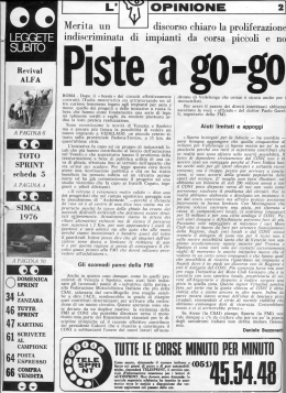 TUTTE LE CORSE MINUTO PER MINUTO