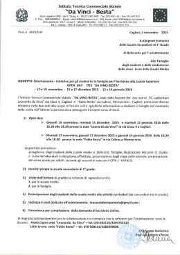 Lettera ai genitori degli alunni scuola media - Da Vinci
