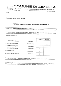 Modifica programmazione fabbisogno del personale.