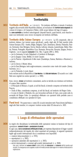 Territorialita` I. Luogo di effettuazione delle operazioni