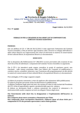 verbale commissione short list 2013