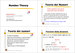 Number Theory Teoria dei Numeri Teoria dei numeri