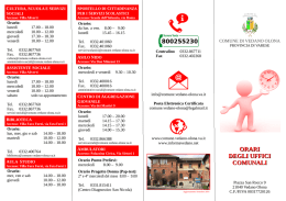 ORARI DEGLI UFFICI COMUNALI