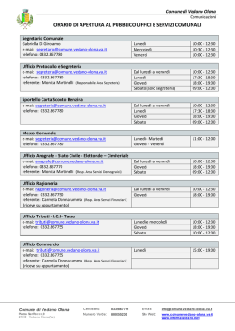 orario di apertura al pubblico uffici e servizi