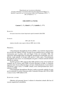 Dipartimento per la sicurezza alimentare Facoltà di Medicina