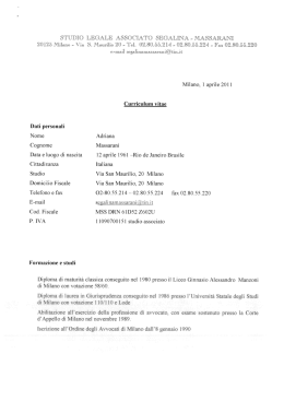 Curriculum - Citt&agrave; di Cologno Monzese