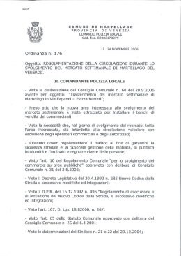 Ordinanza 176/2006 Mercato settimanale a Martellago