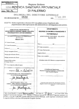 istituzione UOS Cure Palliative presso il Dipartimento