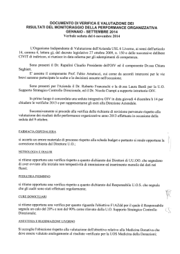 Documento Verifica e Valutazione Risultati del monitoraggio GEN