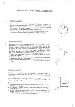 densita` di carica superﬁciale e = 9 10`&ldquo; Cicm2. La superﬁcie viene e