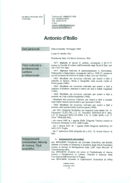 CV dott. Antonio d`Itollo - Ufficio Scolastico di Foggia