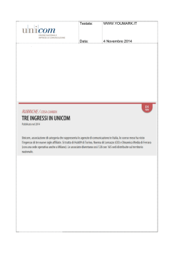 Testata: Indirizzo: Data:Data: WWW.YOUMARK.IT Via Mauro Macchi