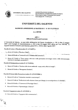 UNIVERSIT&Agrave; DEL SALENTO . - Ordine degli Avvocati di Taranto