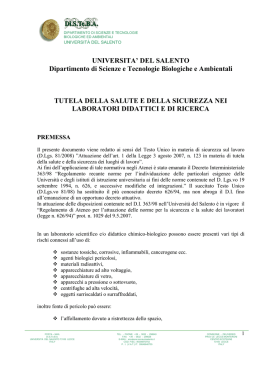 UNIVERSITA` DEL SALENTO Dipartimento di Scienze e