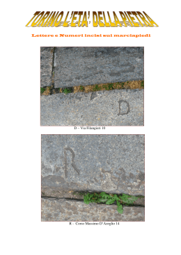 Lettere e Numeri incisi sui marciapiedi D – Via Filangieri 10 R
