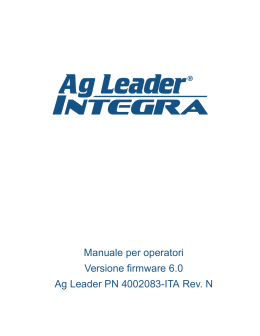 Manuale per operatori Versione firmware 6.0 Ag Leader
