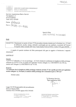 Servizio Acquisizione Beni e Servizi Via Spalato n. 2 43 125