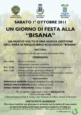 &ldquo;BISANA&rdquo; - Comune di Pieve di Cento