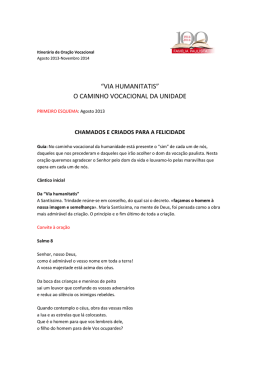 &ldquo;VIA HUMANITATIS&rdquo; O CAMINHO VOCACIONAL DA UNIDADE