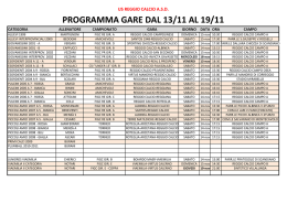 PROGRAMMA GARE DAL 13/11 AL 19/11