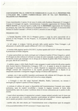 l`utiiliizzo del campo parrocchiale sito in via san prospero, 2