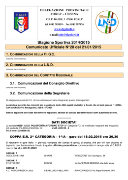 Stagione Sportiva 2014/2015 Comunicato Ufficiale N&deg;28 del 21/01