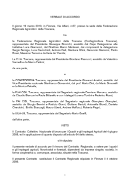 VERBALE DI ACCORDO Il giorno 19 marzo 2010, in Firenze, Via