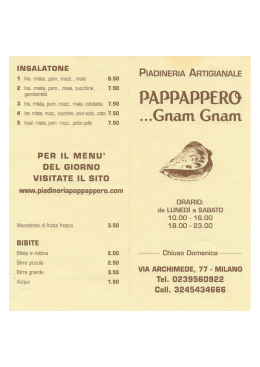 Scarica il menu - piadineria pappappero