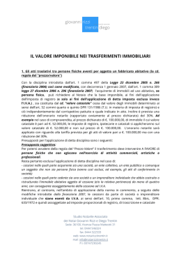 il valore imponibile nei trasferimenti immobiliari