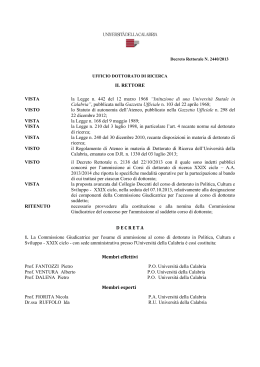 Decreto Rettorale nomina Commissione Giudicatrice