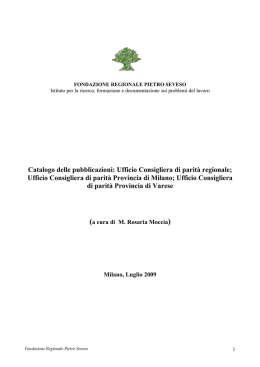 Inventario Pubblicazioni - Consigliera di Parit&agrave; Regionale