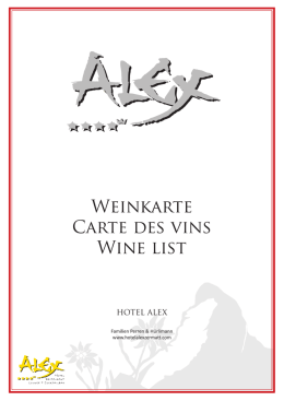 Weinkarte Carte des vins Wine list
