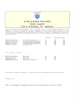 Budget previsionale economico per l`esercizio 2013