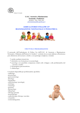 Ambulatorio Follow Up Rianimazione Neonatale e Pediatrica