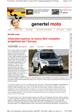 Chevrolet Captiva: la nuova SUV compatta progettata per l`Europa