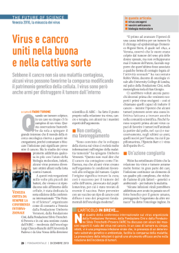 Virus e cancro uniti nella buona e nella cattiva sorte Sebbene