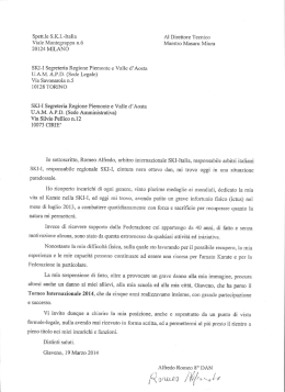 Spett.ie S.K.I.-Italia Al Direttore Tecnico Viale Montegrappa n.6