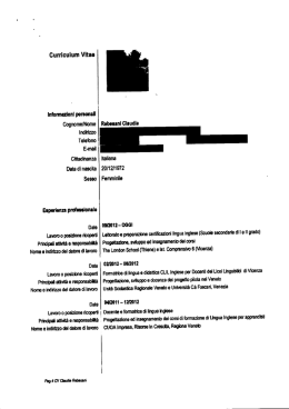 Curriculum Vitae Informazioni personail CognomelNome