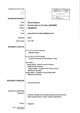 CURRICULUM VITAE INFORMAZIONI PERSONALI Nome Indirizzo