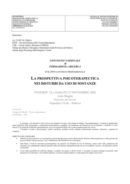 la prospettiva psicoterapeutica nei disturbi da uso di sostanze