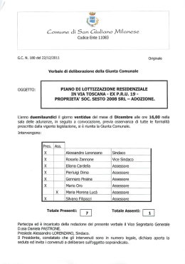 oggetto: piano di loti`izzazione residenziale in via toscana