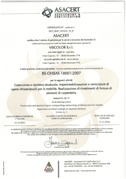 bs ohsas 18001:2007 - Viscolor • ripristini strutturali e